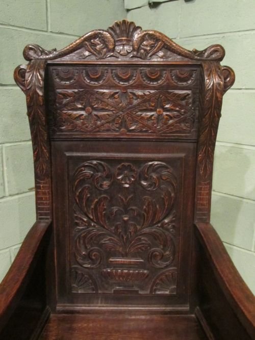 fig 2. ANTIQUE EARLY VICTORIAN CARVED OAK WAINSCOT CHAIR C1840 W6811/20.2
