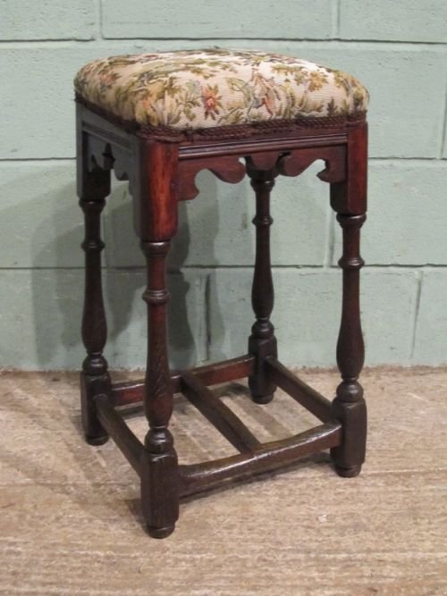 Antique Georgian Country Joined Oak Stool C1780 W6781/20.2