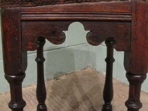 fig 2. ANTIQUE GEORGIAN COUNTRY JOINED OAK STOOL C1780 W6781/20.2