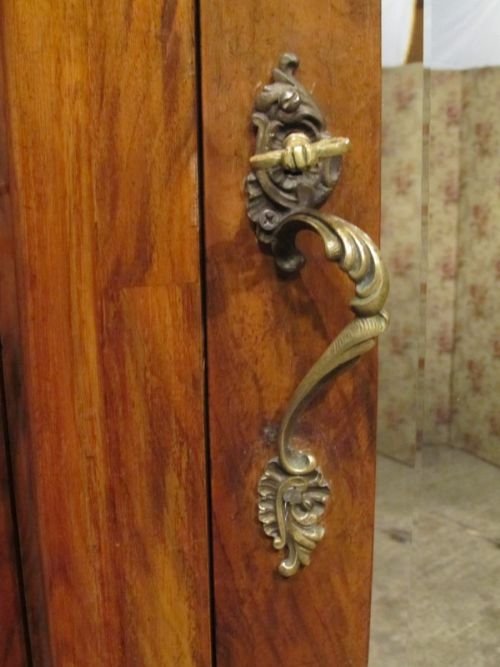 fig 1. ANTIQUE ITALIAN INLAID WALNUT BOMBE TRIPLE WARDROBE ARMOIRE C1920 W6824/20.2