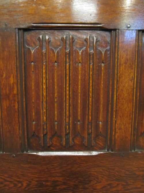 fig 2. ANTIQUE PAIR VICTORIAN ARTS & CRAFTS JOINED OAK SINGLE BEDS C1890 W6822/27.2