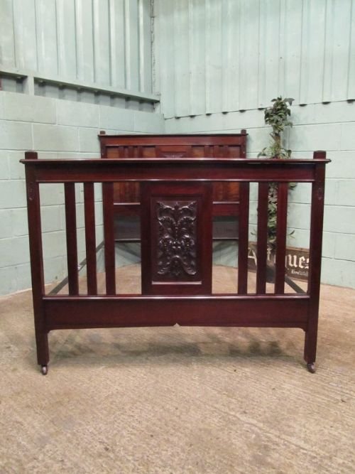 Antique Victorian Art Nouveau Mahogany Double Bed C1890 W6809/27.2