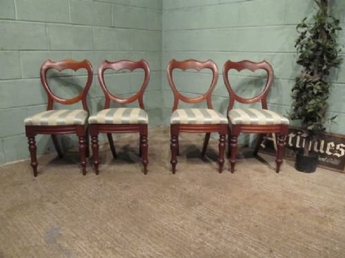 Antique Set Four Victorian Mahogany Baloon Back Dining Chairs C1880 W6827/27.2