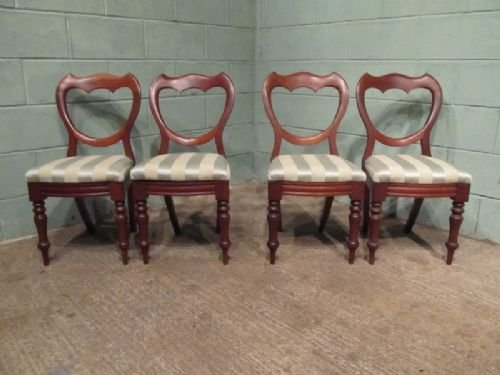 fig 2. ANTIQUE SET FOUR VICTORIAN MAHOGANY BALOON BACK DINING CHAIRS C1880 W6827/27.2