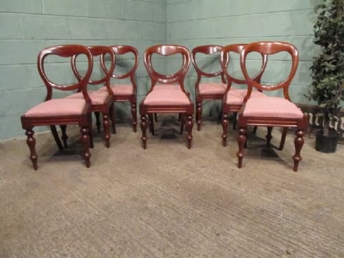 Antique Set Eight Victorian Mahogany Baloon Back Dining Chairs C1880 W6829/27.2
