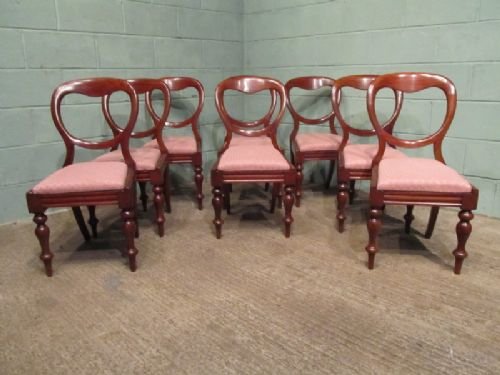 fig 1. Antique Set Eight Victorian Mahogany Baloon Back Dining Chairs c1880 w6829/27.2