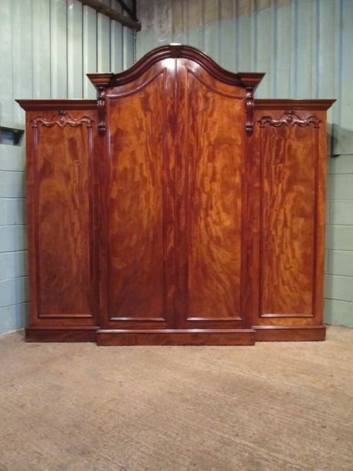 Antique William 1v Mahogany Breakfront Triple Wardrobe Compactum C1830 W6866/12.3
