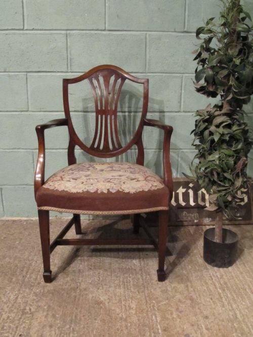 Antique Regency Mahogany Shield Back Elbow Desk Chair C1820 W6341/12.3