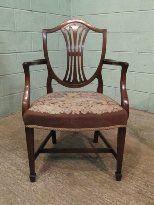 fig 1. ANTIQUE REGENCY MAHOGANY SHIELD BACK ELBOW DESK CHAIR C1820 W6341/12.3