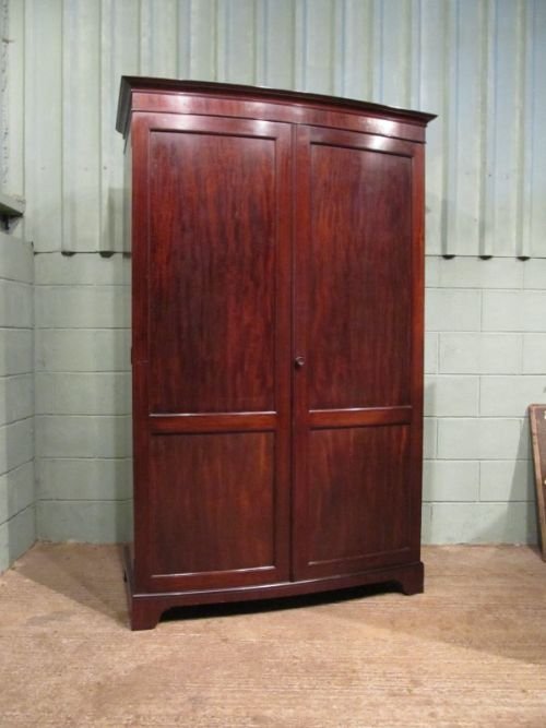 Antique Edwardian Mahogany Bow Front Double Wardrobe C1900 W6861/12.3