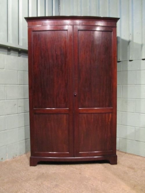 fig 1. ANTIQUE EDWARDIAN MAHOGANY BOW FRONT DOUBLE WARDROBE C1900 W6861/12.3