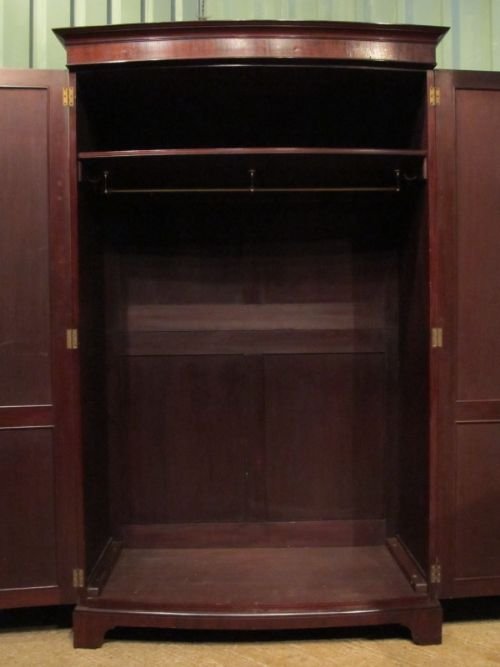fig 2. ANTIQUE EDWARDIAN MAHOGANY BOW FRONT DOUBLE WARDROBE C1900 W6861/12.3