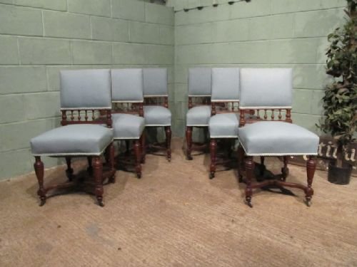 Antique Set Six French Walnut Dining Chairs C1900 W6833/12.3