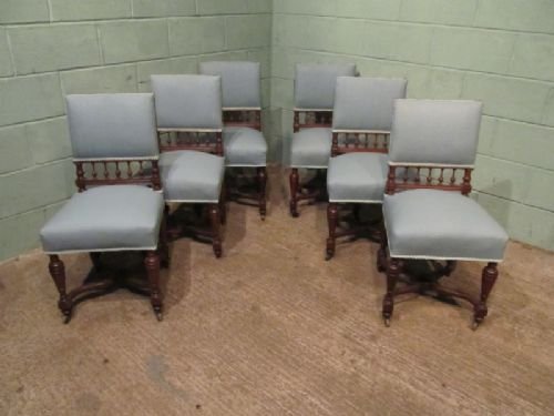 fig 1. ANTIQUE SET SIX FRENCH WALNUT DINING CHAIRS C1900 W6833/12.3