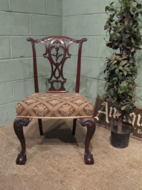 Antique Early Victorian Mahogany Chippendale Side Chair C1840 W6846/12.3