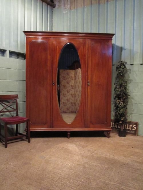 Antique Edwardian Mahogany Triple Wardrobe Compactum C1900 W6860/12.3
