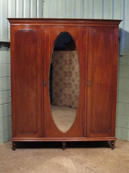 fig 2. ANTIQUE EDWARDIAN MAHOGANY TRIPLE WARDROBE COMPACTUM C1900 W6860/12.3
