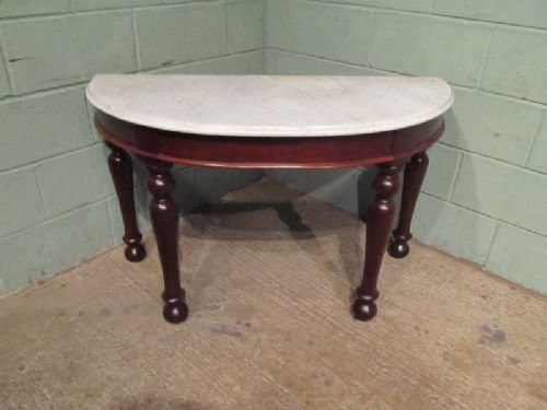 fig 1. ANTIQUE VICTORIAN MARBLE TOP MAHOGANY DEMI LUNE TABLE C1860 W6863/19.3