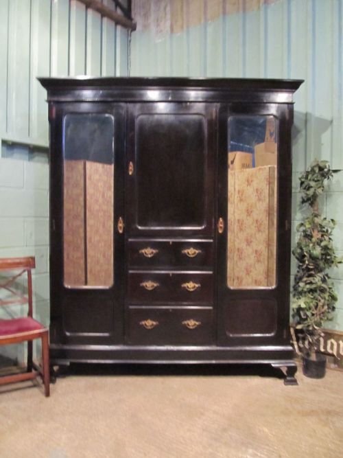 Antique Victorian Mahogany Triple Wardrobe Compactum C1890 W6872/26.3