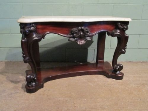 Antique William 1v Marble & Mahogany Serpentine Console Table C1830  W6802/26.3