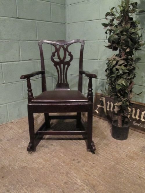 fig 1. ANTIQUE GEORGIAN COUNTRY OAK ROCKING CHAIR C1780 W6781/2.4
