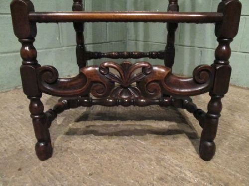 fig 1. ANTIQUE PAIR VICTORIAN 'WILLIAM & MARY' OAK ARMCHAIRS C1880 w6887/2.4