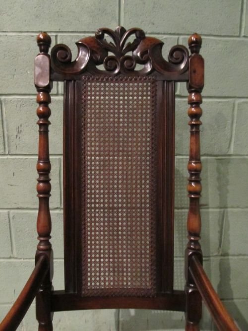 fig 2. ANTIQUE PAIR VICTORIAN 'WILLIAM & MARY' OAK ARMCHAIRS C1880 w6887/2.4