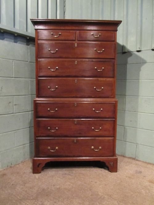 fig 1. ANTIQUE GEORGIAN COUNTRY OAK CHEST ON CHEST C1780 W6898/9.2