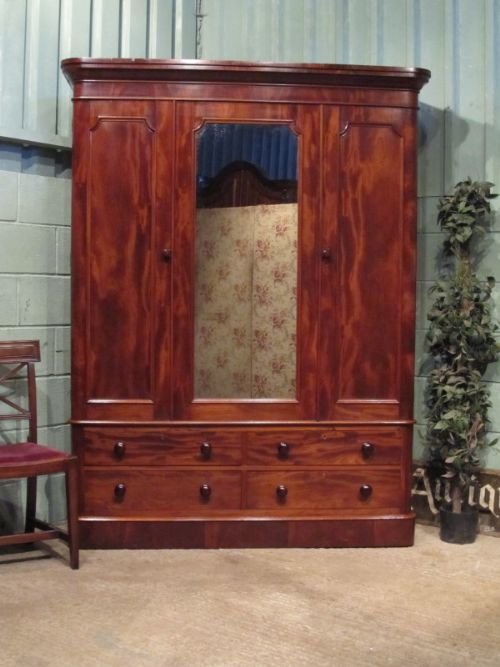 Antique Victorian Mahogany Double Wardrobe C1880 W6877/9.4