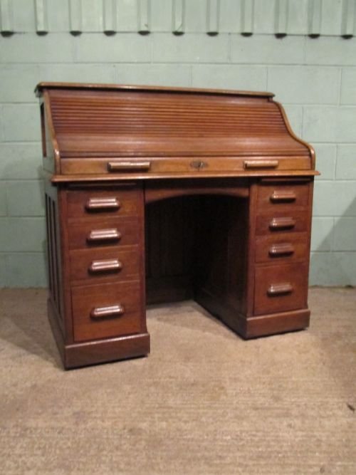 Antique Victorian Oak Roll Top Desk C1880 W6897/9.4