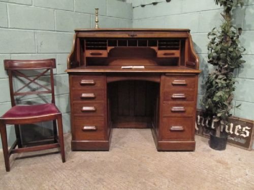 fig 1. ANTIQUE VICTORIAN OAK ROLL TOP DESK C1880 W6897/9.4