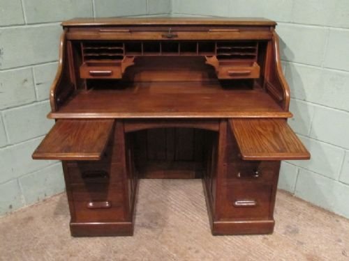fig 2. ANTIQUE VICTORIAN OAK ROLL TOP DESK C1880 W6897/9.4
