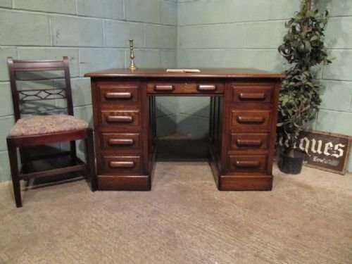 Antique Victorian Oak Twin Pedastal Desk C1880 W6903/16.4
