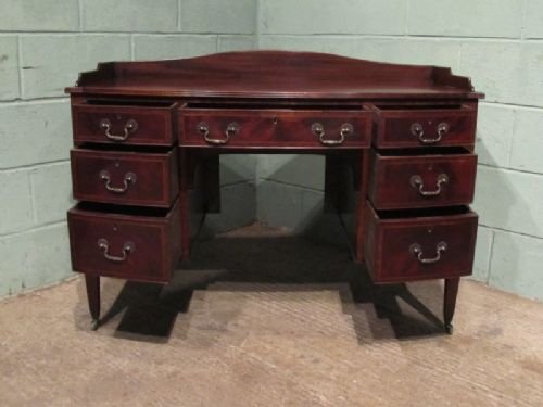 fig 2. ANTIQUE REGENCY MAHOGANY BOW FRONT DESK C1800 W6107/8.11