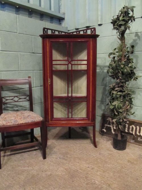 Antique Edwardian Glazed Mahogany Corner Display Cabinet C1900 W6915/16.4