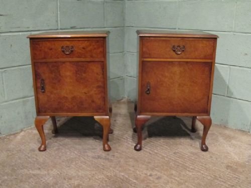 Antique Pair Burr Walnut Bedside Cabinets C1920 W6905/16.4