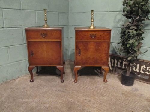 fig 1. ANTIQUE PAIR BURR WALNUT BEDSIDE CABINETS C1920 W6905/16.4