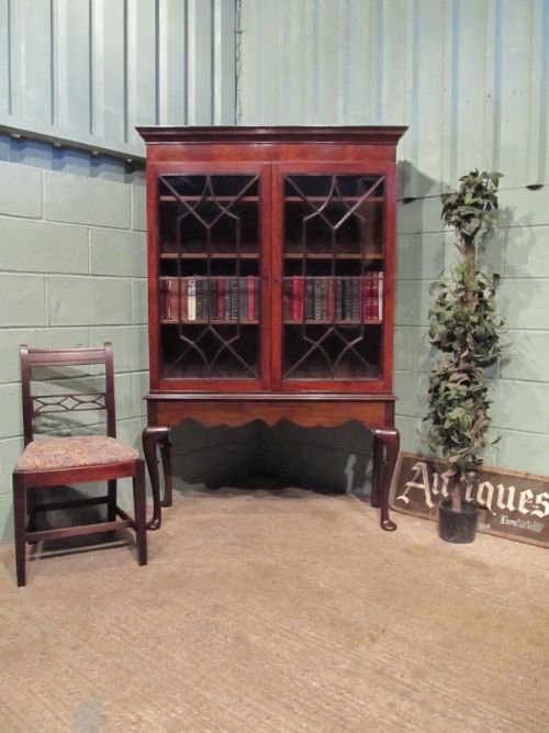 fig 1. ANTIQUE GEORGIAN REGENCY MAHOGANY GLAZED BOOKCASE ON STAND C1800 W6912/16.4