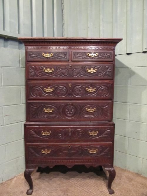 fig 1. ANTIQUE GEORGIAN OAK CHEST ON CHEST C1780 W4064/1.11