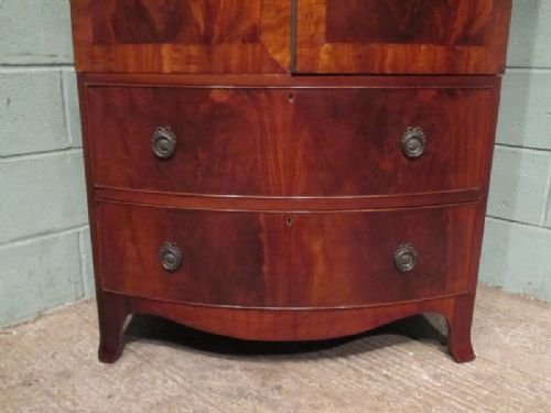 fig 2. ANTIQUE EDWARDIAN MAHOGANY BOW FRONT SINGLE WARDROBE C1900 W6924/7.5