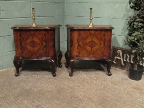 Antique Pair Italian Burr Walnut Bedside Cabinets C1910 W6929/7.5