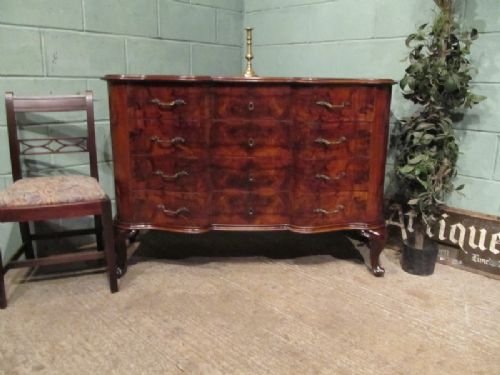 fig 1. ANTIQUE ITALIAN BURR WALNUT SERPENTINE SHAPE CHEST OF DRAWERS C1910 W6930/7.5