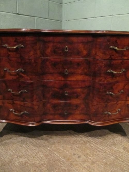 fig 2. ANTIQUE ITALIAN BURR WALNUT SERPENTINE SHAPE CHEST OF DRAWERS C1910 W6930/7.5
