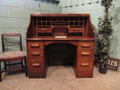 Antique Victorian Oak Roll Top Desk C1890 W6941/14.5