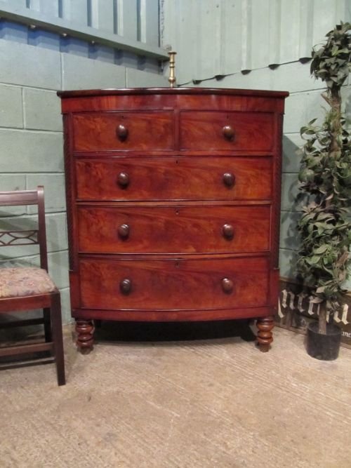 Antique Victorian Mahogany Bow Front Chest of Drawers C1860 W6921/14.5