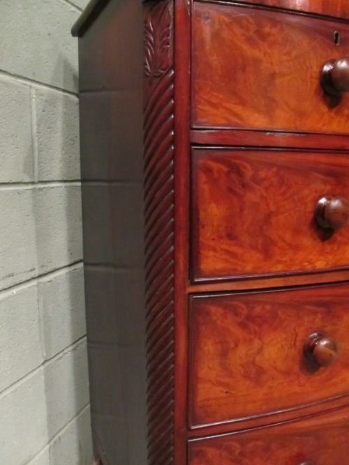 fig 1. ANTIQUE VICTORIAN MAHOGANY BOW FRONT CHEST OF DRAWERS C1860 W6921/14.5