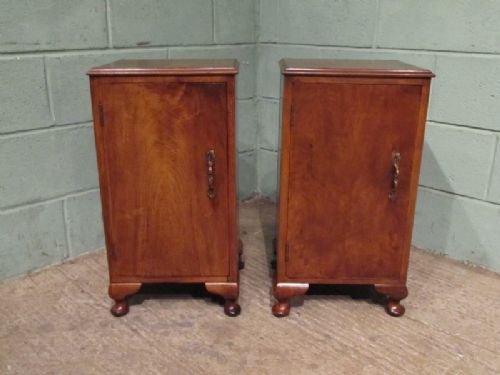fig 1. ANTIQUE PAIR WALNUT BEDSIDE CABINETS C1920 W6946/21.5