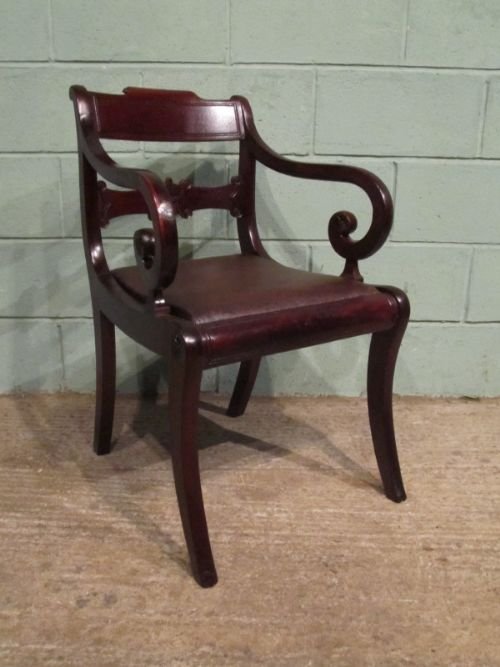 fig 1. ANTIQUE PAIR REGENCY MAHOGANY ELBOW CHAIRS C1820 W6935/21.5