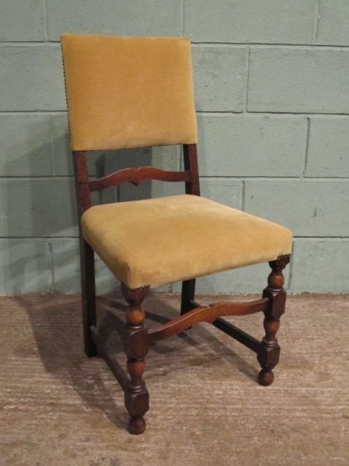 fig 1. ANTIQUE SET EIGHT LATE VICTORIAN OAK & VELVET DINING CHAIRS C1890 W6957/28.5
