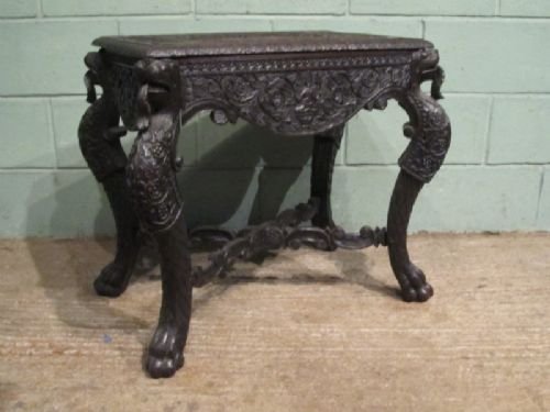 Antique 19th Century Eastern Asian Oriental Carved Rosewood Side Table C1860 W6934/30.5